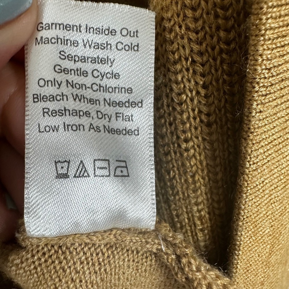 Coldwater Creek Womens M Merino Wool Blend Open Front Cardigan Tan Brown Sweater - Picture 7 of 7